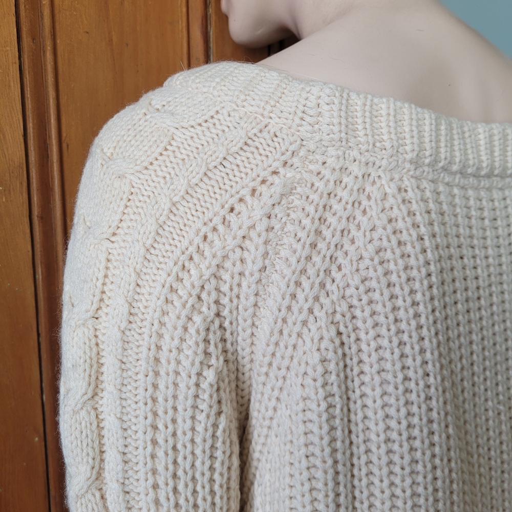 Brochu Walker Wool Cashmere Mixed Knit Cream Sweater Medium - Picture 7 of 11